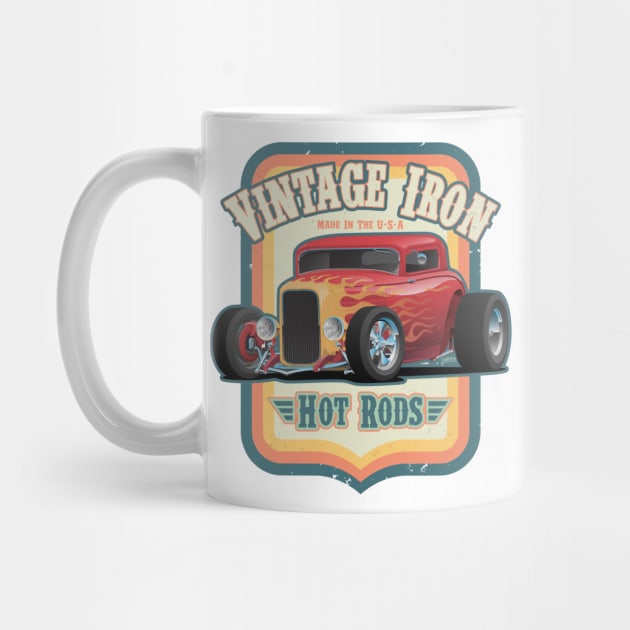 Vintage Iron Hot Rods Retro Style Automotive Art Illustration by hobrath